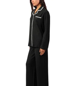 ADMAS Pyjama met wijde broek en shirt lange mouwen Stitching black Hot