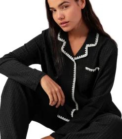 ADMAS Pyjama met wijde broek en shirt lange mouwen Stitching black Hot