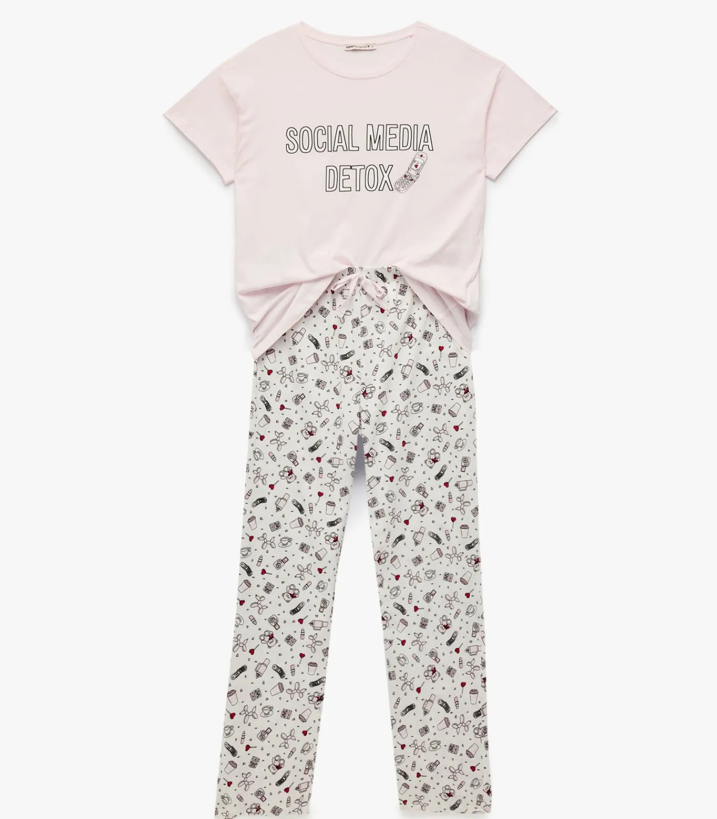 Koton Pyjama Set Korte Mouwen Katoen Bedrukt white Online