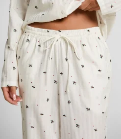 Hunkemöller Pyjamabroek met maretakprint white Outlet