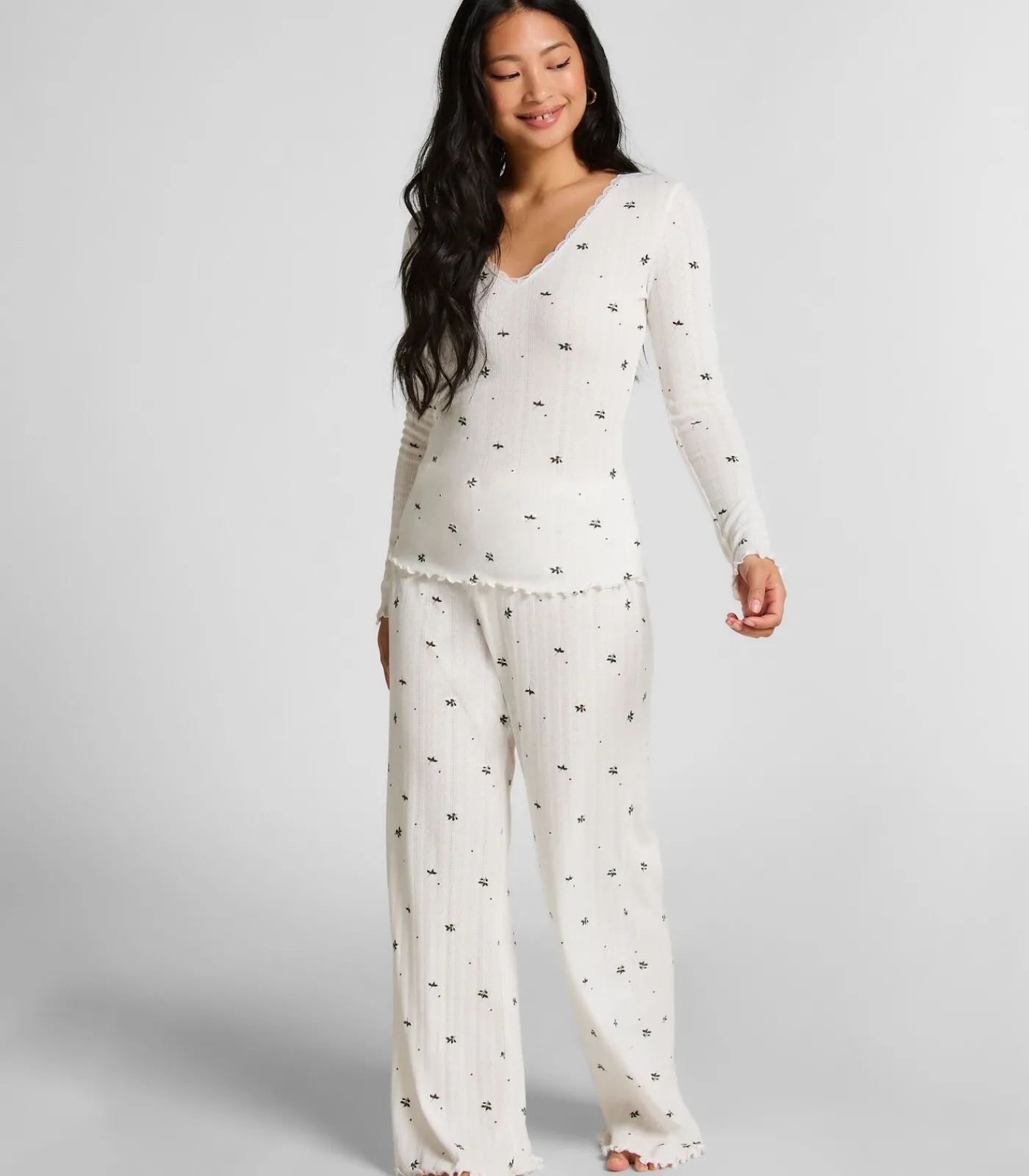 Hunkemöller Pyjamabroek Pointelle white Online