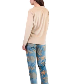 ADMAS Pyjamabroek V-hals top Oriental brown