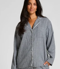 Hunkemöller Pyjamatop Flanel Essentials blue New