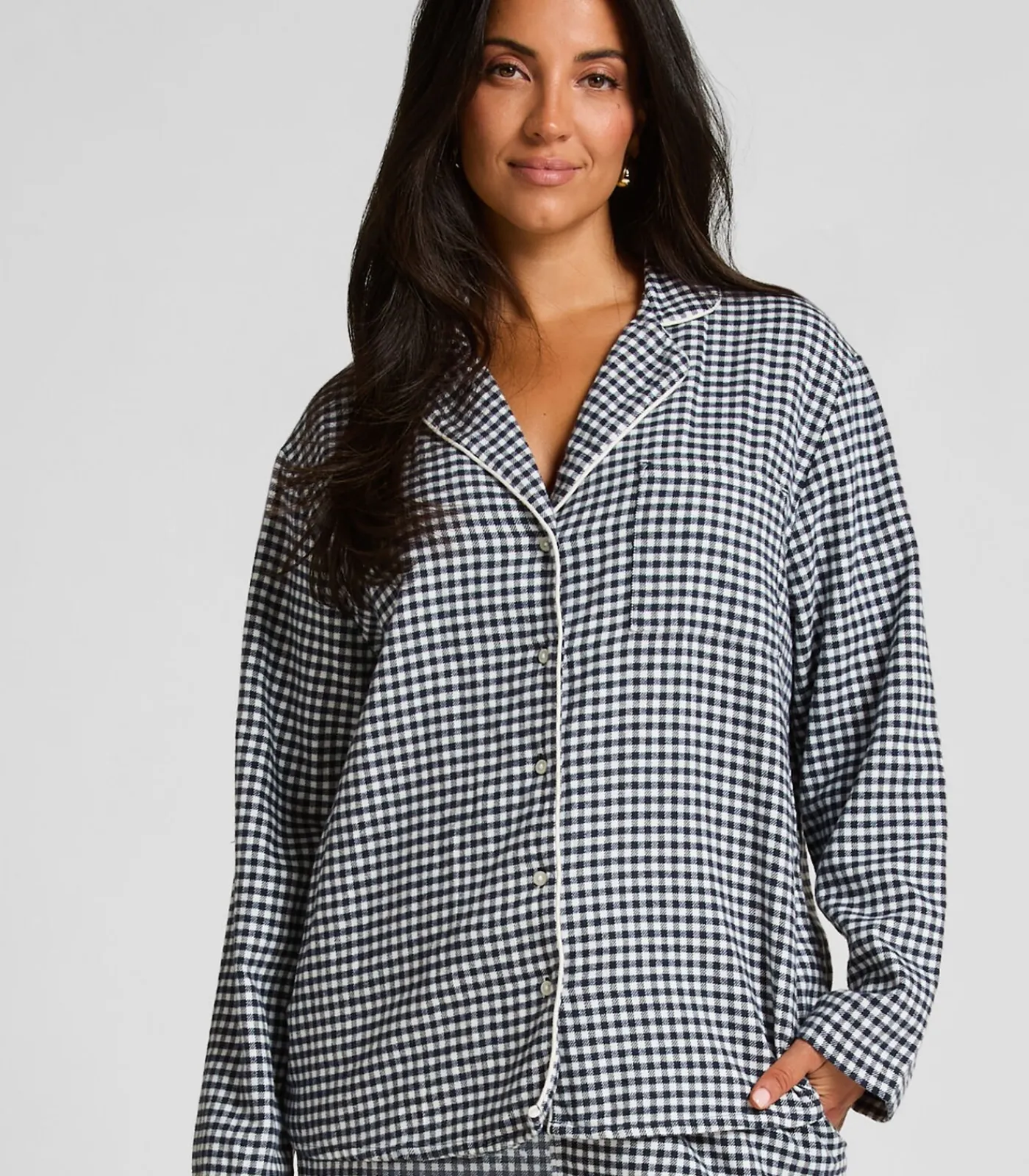 Hunkemöller Pyjamatop Flanel Essentials blue New