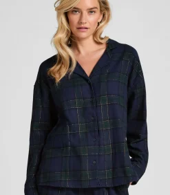 Hunkemöller Pyjamatop Flannel blue Sale