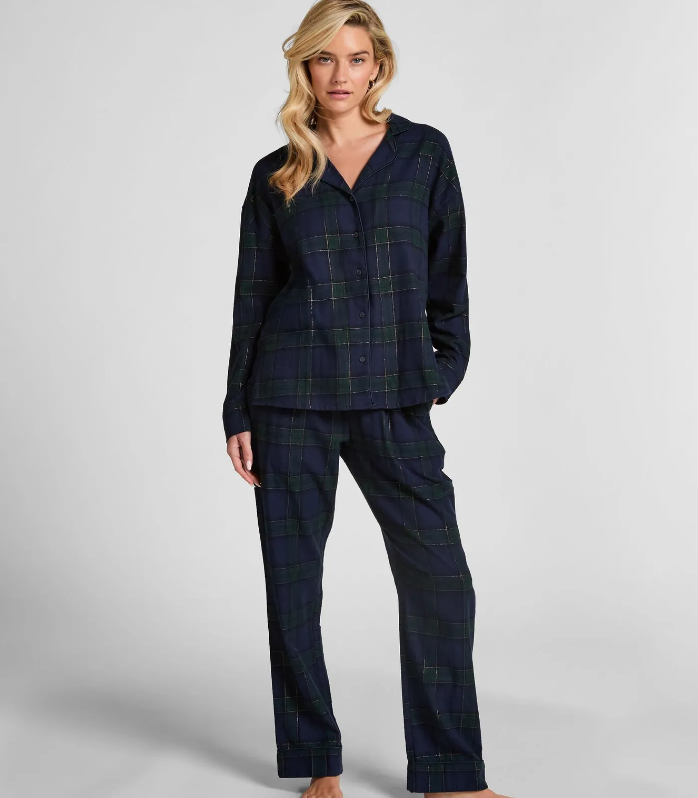 Hunkemöller Pyjamatop Flannel blue Sale