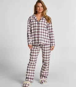 Hunkemöller Pyjamatop lange mouwen Twill white Clearance