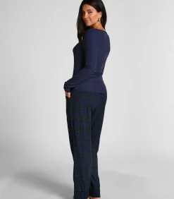 Hunkemöller Pyjamatop met lange mouwen Henley blue Hot