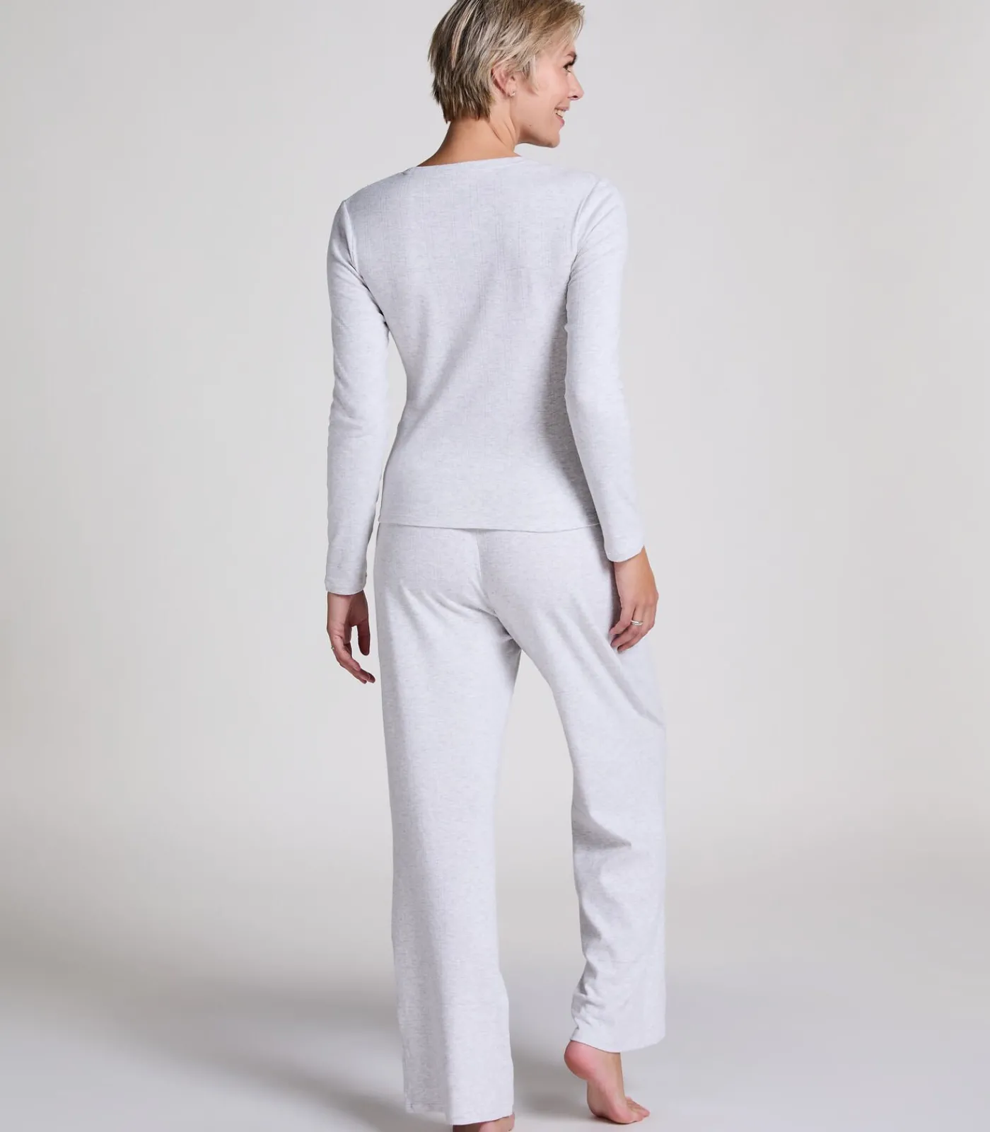 Hunkemöller Pyjamatop Pointelle gray Outlet