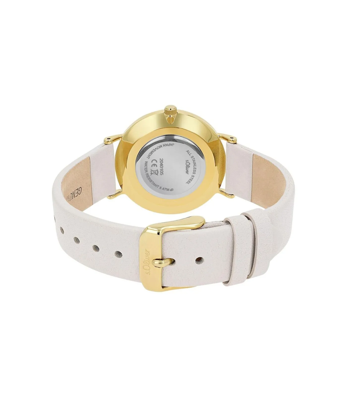 s.Oliver Quarzuhr voor dames, roestvrij staal | kunstleer gold Outlet