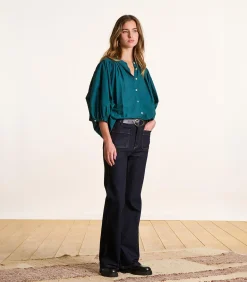 La Fée Maraboutée Raw bootcut jeans van organisch katoen darkBlue New