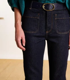 La Fée Maraboutée Raw bootcut jeans van organisch katoen darkBlue New