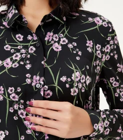 Smart & Joy Recht overhemd met bloemenprint black Outlet