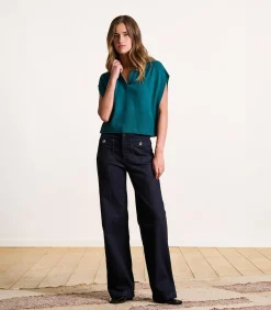 La Fée Maraboutée Rechte jeans met wijde pijpen van biologisch katoen darkBlue Sale