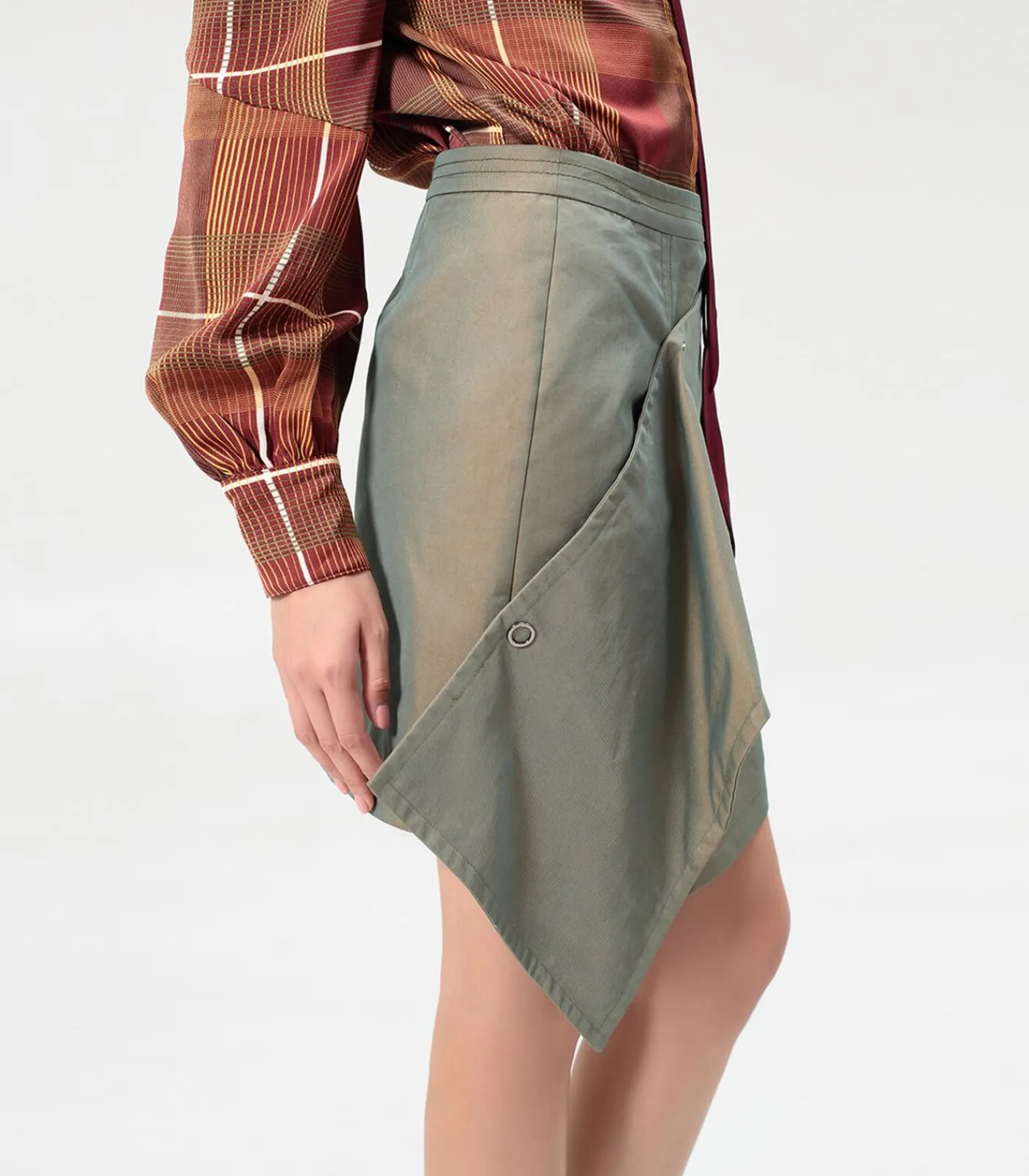 Smart & Joy Rechte rok met afneembaar voorpand oliveGreen Sale