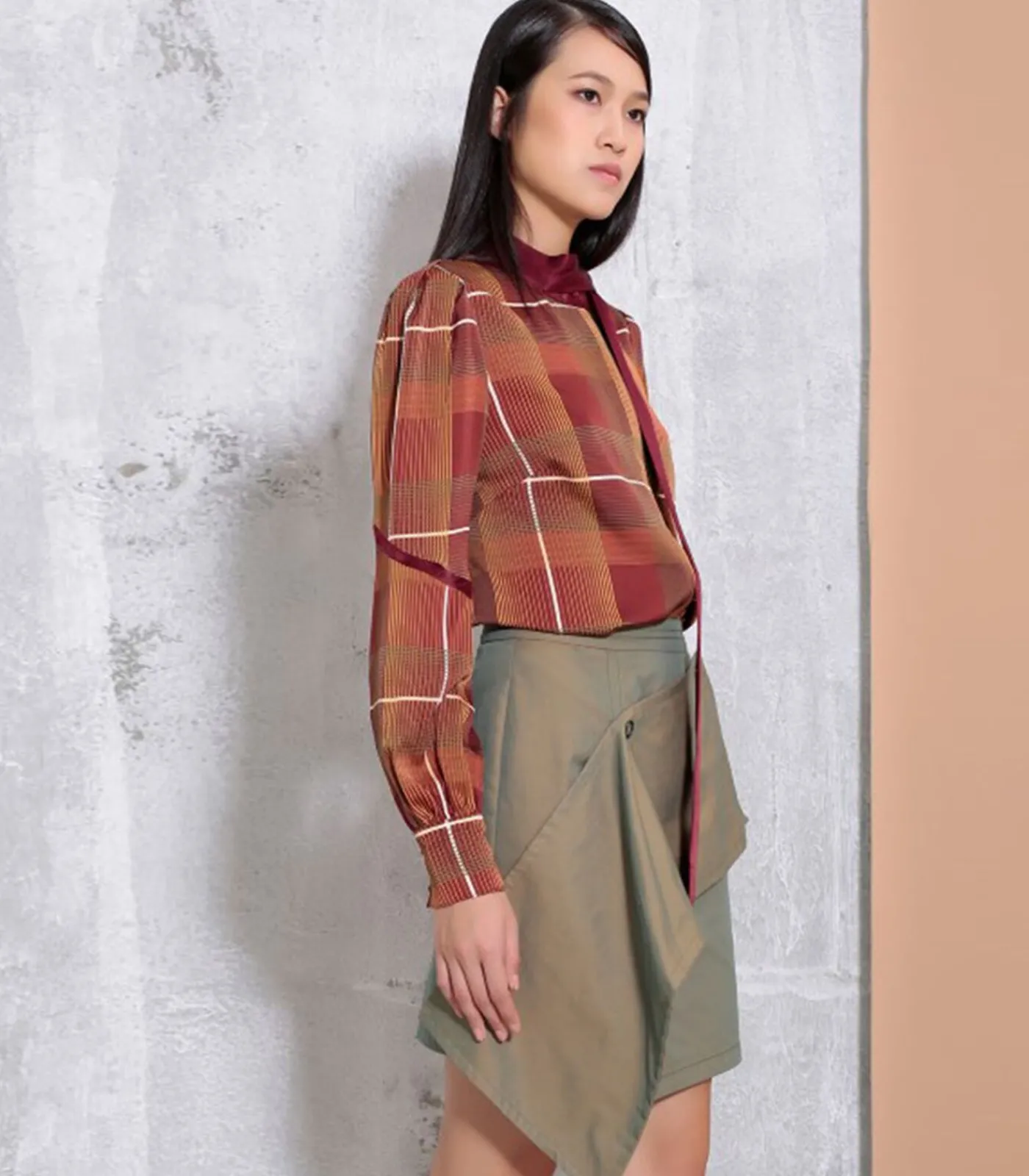 Smart & Joy Rechte rok met afneembaar voorpand oliveGreen Sale