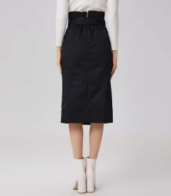 Smart & Joy Rechte rok met dubbele rijsten black Best