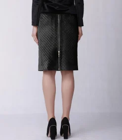 Smart & Joy Rechte rok van structuurfluweel en imitatiepaardenhaar black Outlet