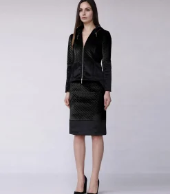 Smart & Joy Rechte rok van structuurfluweel en imitatiepaardenhaar black Outlet