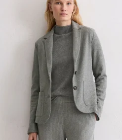 Marc O'Polo Regular blazer van krijtstreepjersey antraciteGrey Clearance