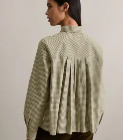 Marc O’Polo DENIM Regular geruite blouse met plooidetail darkGreen Clearance