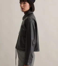 Marc O’Polo DENIM Regular leren jack in schuurstijl black Best