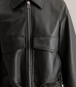 Marc O’Polo DENIM Regular leren jack in schuurstijl black Best