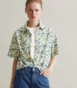 Marc O’Polo DENIM Relaxte blouse met korte mouwen en print blueJeans Sale