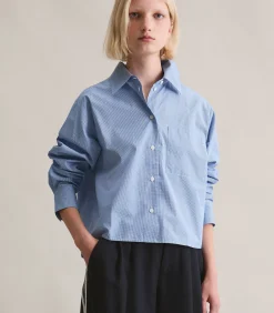 Marc O’Polo DENIM Relaxte cropped geruite blouse blue Outlet