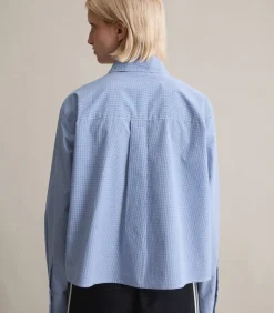 Marc O’Polo DENIM Relaxte cropped geruite blouse blue Outlet