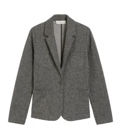 Marc O'Polo Relaxte jersey tweed blazer darkGrey New