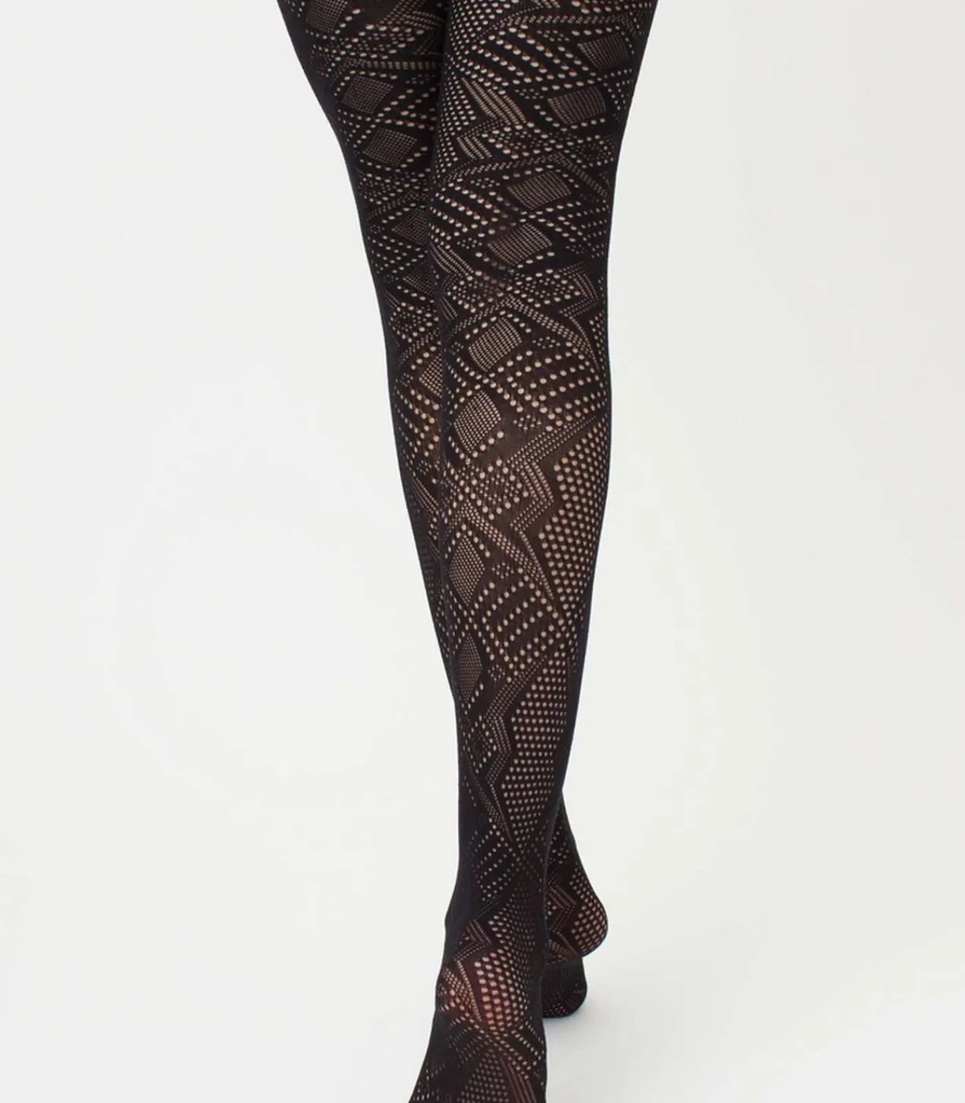 Giulia Rete Light Tissue 80den Netpanty met geometrisch patroon - Zwart - M black Discount