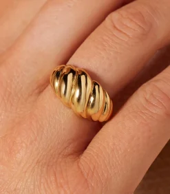 Lucardi Ring 925 Zilver - Croissant gold New