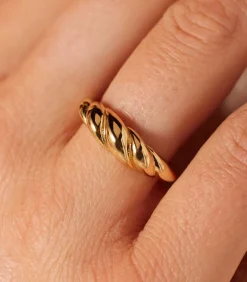 Lucardi Ring 925 Zilver - Crossaint gold Outlet