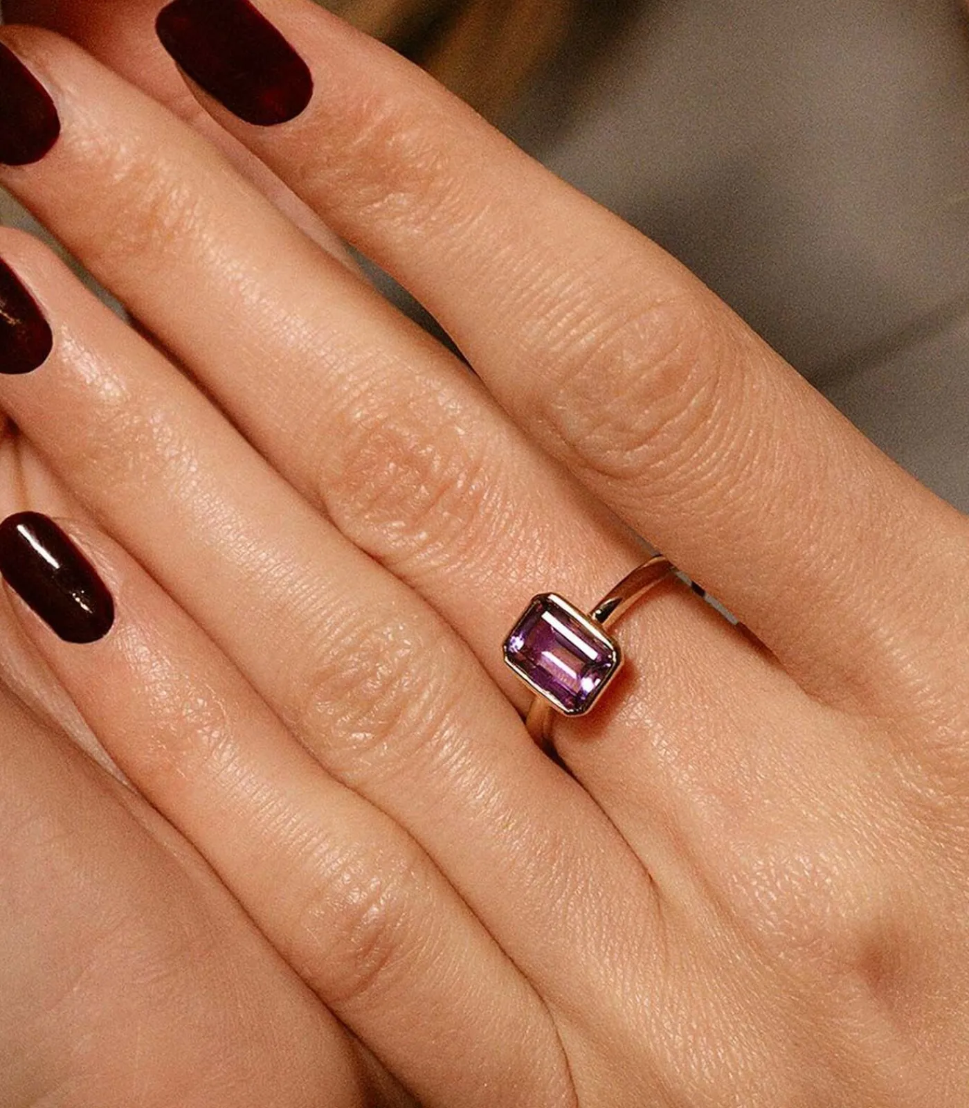 MES BIJOUX Ring "Classy Améthyste" Geelgoud gold New