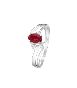 MES BIJOUX Ring "Guatemala Rubis" in witgoud met robijnen en diaman silver Best