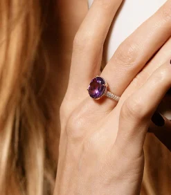 MES BIJOUX Ring 'Maitland Améthyste' geelgoud en diamanten gold