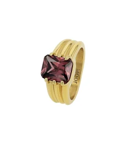 JOOP! Ring mit Stein voor dames, roestvrij staal, zirkonia gold Outlet