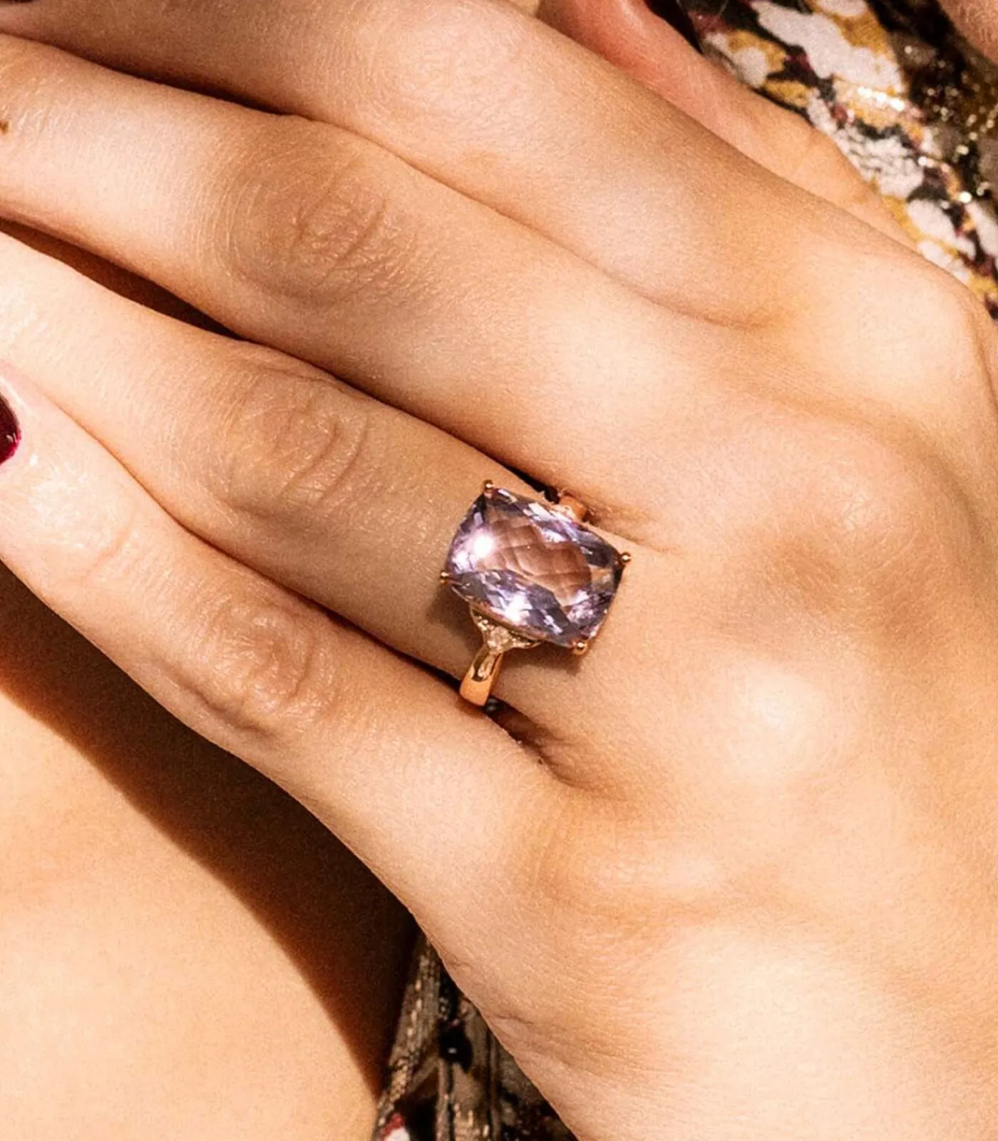 MES BIJOUX Ring "Pink Hill" Goud en Diamanten roseGold New