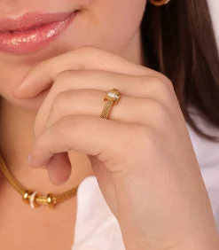 Lucardi Ring Staal gold Discount