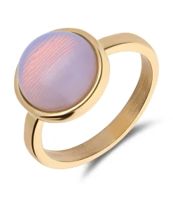 Lucardi Ring Staal - Goudkleurig offWhite New