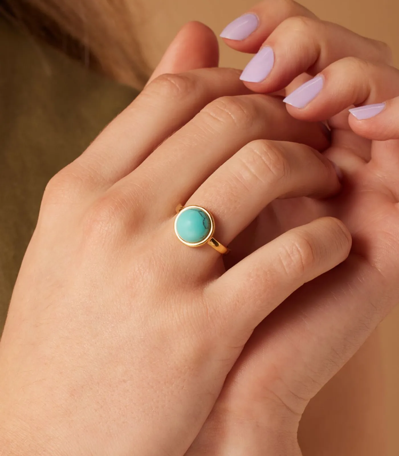 Lucardi Ring Staal - Goudkleurig turquoise Sale
