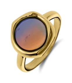 Lucardi Ring Staal - Goudkleurig offWhite Sale