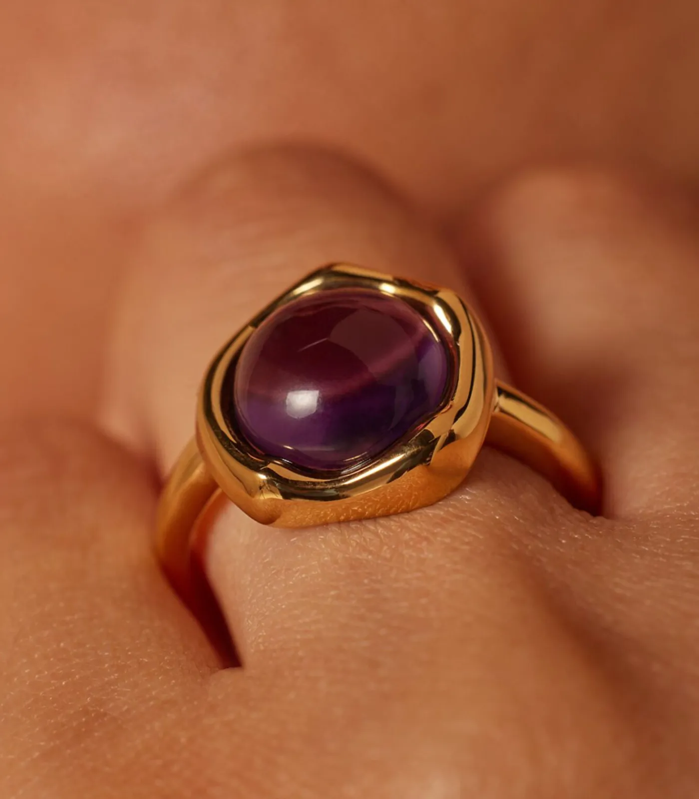 Lucardi Ring Staal - Goudkleurig purple Hot