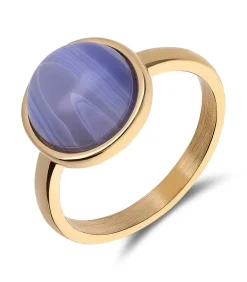 Lucardi Ring Staal - Goudkleurig blue Sale