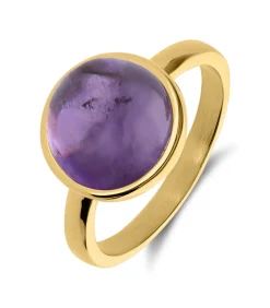 Lucardi Ring Staal - Goudkleurig purple Hot