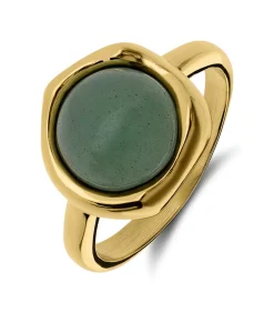 Lucardi Ring Staal - Goudkleurig green Sale