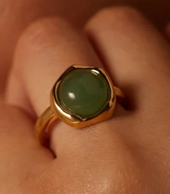 Lucardi Ring Staal - Goudkleurig green Sale
