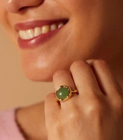 Lucardi Ring Staal - Goudkleurig green Sale