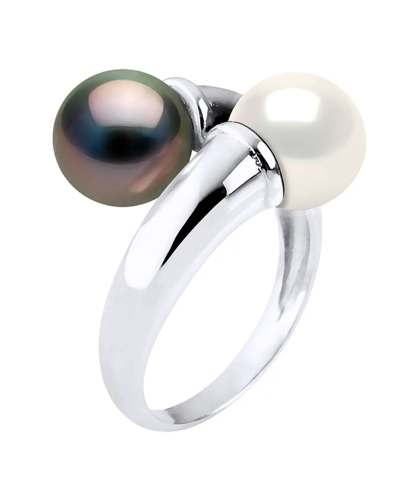 Pearls & Colors Ring TOI et MOI - Echte Tahitiaanse gekweekte parels en zoetwaterronde 7-8 mm - Kwaliteit AAA + - Zilver 925 duizendsten multicolor Discount